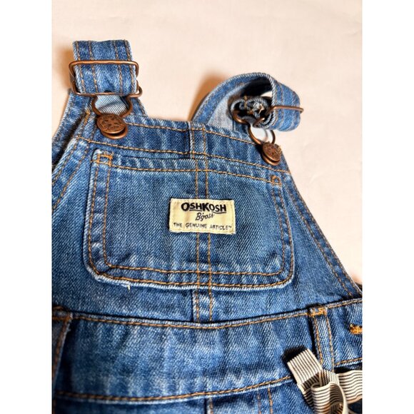 Oshkosh Bgosh Baby Denim Overall Dress 18M With Bow Detail - Picture 6 of 11